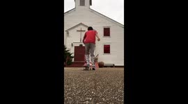 Cheeky dog runs off with US skater's phone after he tries to film himself