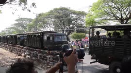 Anti-coup protests continue n Myanmar as army vehicles deployed on streets