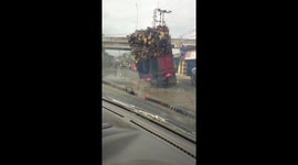 Toppled Trucks When Loaded Heavy Passes Potholes In North Cikarang Indonesia