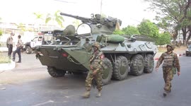Tanks deployed in front of Central Bank of Myanmar in Yangon