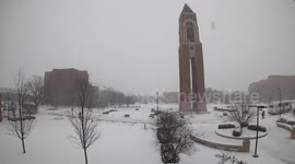 Timelapse of icy storm on streets of Indiana city