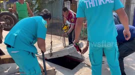 Kitten rescued after getting stuck in water pipe