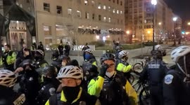 Antifascist counter demonstrators push Police back.