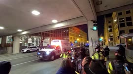 Jail support for counter protesters drenched in mace by police.