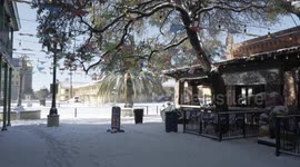 Extreme winter weather cover San Antonio market square in snow