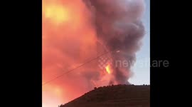 Spectacular show as Mount Etna erupts sending volcanic ash into the sky