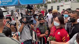 Supporters gather at court as protest leaders arrive for monarchy insult hearing