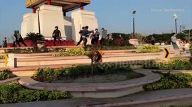 Myanmar police beat unarmed civilian during peaceful protest