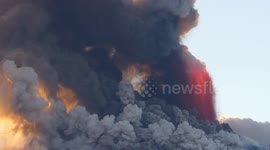 Stunning Lava fountain of Etna volcano
