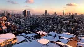 Istanbul rooftops covered in snow as city experiences cold snap