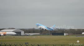 Boeing 737 Max takes off for the first time in UK since worldwide grounding