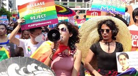 Burmese LGBTQ groups join protest march against military coup