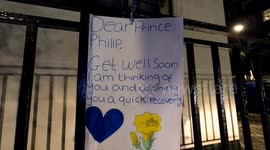 'Get well soon' messages seen outside hospital for Prince Philip