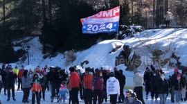 Man tackled after waving 'Trump 2024' flag at ice rink in New York's Central Park