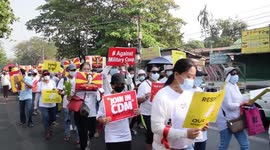 Myanmar protest erupts as thousands join general strike march in Yangon