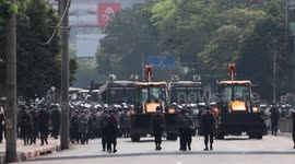 Police in Myanmar deploy construction equipment in effort to disperse anti-coup protesters