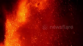 Lava rushes down like rain during Mount Etna eruption