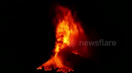 Powerfoul eruption of Etna volcano Italy