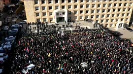 Drone captures scale of political protest outside Georgian government building