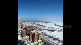 Time-lapse shows ice sheet breaking off, floating away in Lake Michigan