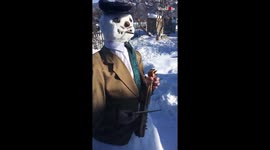 Talented Soloist Plays Pontic Lyra While Dressed as a Snowman