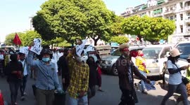 Highlights from anti-coup protests in Yangon, Myanmar