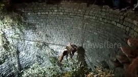 Fire brigade rescues horse from 70-feet-deep abandoned well in India