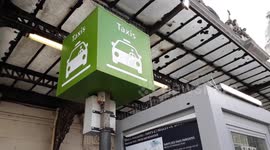 Coronavirus restrictions: huge queue of taxis of Paris desperatly waiting for customers. Gare de Lyon train station. 26feb2021.
