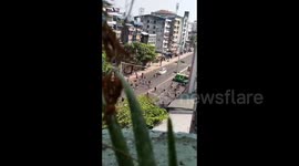 Shots fired by police in attempt to disperse protesters in Myanmar