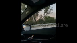 Large wood pallet fire in Compton spreads to nearby bus yard, USA