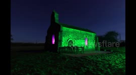 Cool light painting slideshow on a Church in Yorkshire