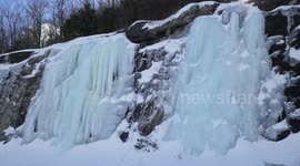 Gorgeous frozen rock ledges on Interstate 89 in New Hampshire