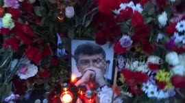 Boris Nemtsov tributes on the six anniversary of his death on Bolshoi Moskvoretsky Bridge in Moscow
