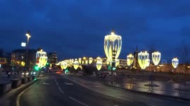 Spectacular lights of Moscow Zaryadye by night