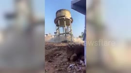Municipal corporation demolishes 40-year-old water tank in central India