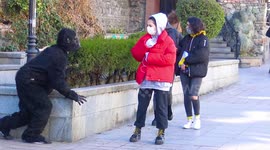 Georgian prankster terrifies members of public with gorilla suit