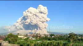 Sinabung volcano eruption in Indonesia