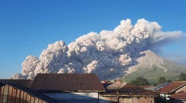 Mount Sinabung volcano erupts, sending column of ash 5,000m into the sky