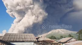 Close-up glide of hot cloud eruption of Mount Sinabung - TIMELAPSE