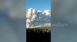 Ash cloud fills the sky over villages after Indonesia's Mount Sinabung erupts