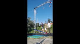 'Acrobat's Insane Teeterboard Flip Goes Wrong! '