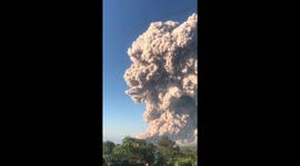Massive Volcanic Ash Billow After Mount Sinabung Eruption on March 2, 2021 In North Sumatera Indonesia