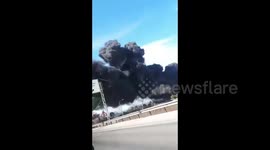 Fire erupts at a recycling facility sending plumes of  dark smoke in Turkey