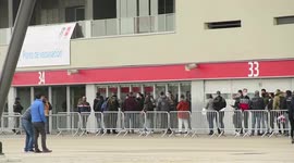 Madrid residents queue outside Wanda Metropolitano Stadium as venue turned into vaccination site