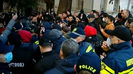 Protesters detained near Parliament centre in Tbilisi, Georgia