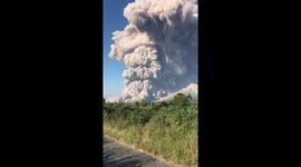 Mount Sinabung Erupts in the Karo district of North Sumatra Indonesia