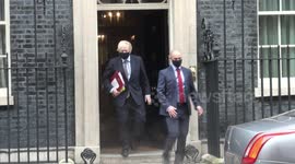 Boris Johnson leaves 10 Downing Street ahead of PMQs
