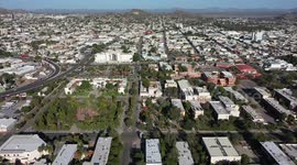 Aerial view of the University of Sonora, city landscape in Hermosillo, Sonora, Mexico.