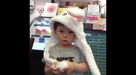 Baby and rabbit