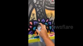 Brazilian artist creates impressive elephant artwork using spray paint and permanent marker